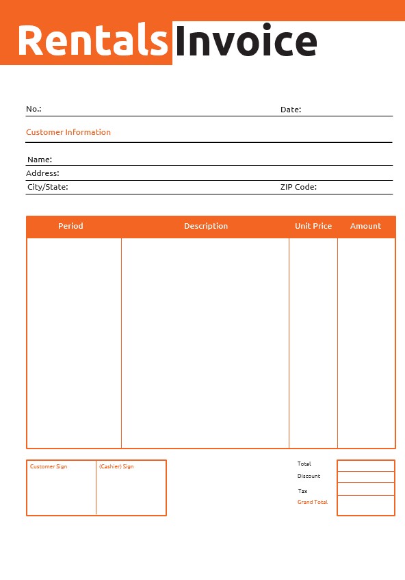 Commercial Rental Invoice Template PSD template